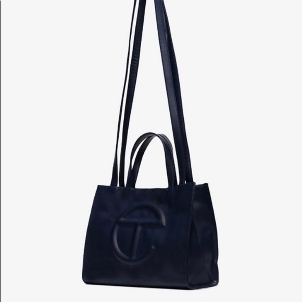 Telfar Medium Navy Shopping Bag Vegan Leather